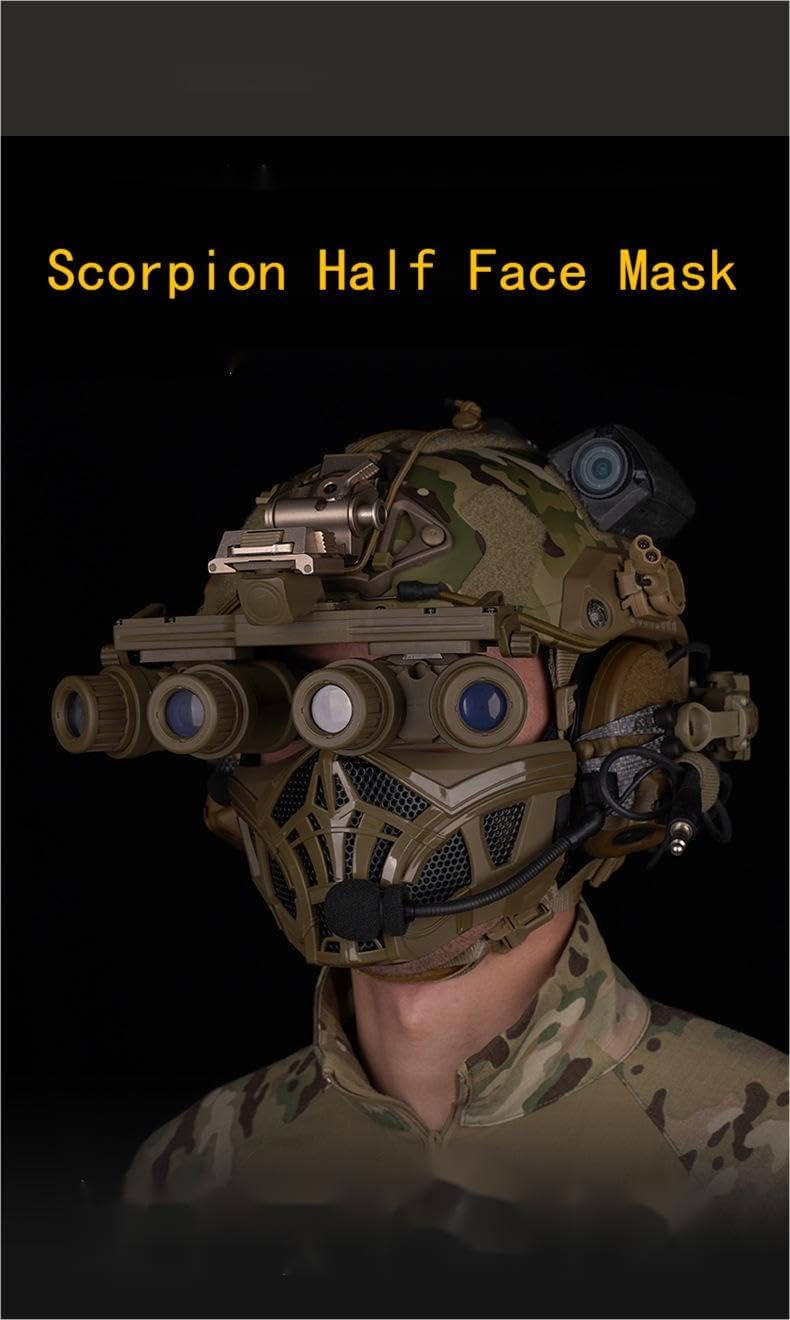 YBJMSFA Tactical Protection Scorpion Half Face Mask ， Airsoft Mask OutdoorTactical Gear for Cs Game Cosplay Hunting Halloween - Image 4